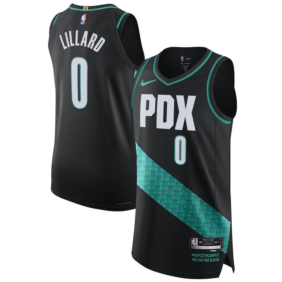 Men Portland Trail Blazers #0 Damian Lillard Nike Black City Edition 2022-23 Authentic NBA Jersey